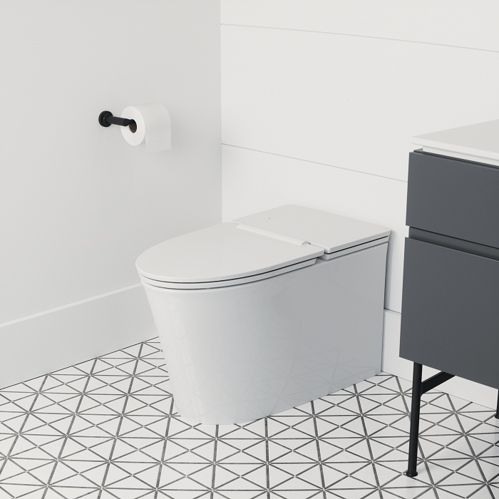 Toilette allongée à profil bas Studio S à hauteur correcte avec siège